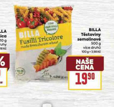 BILLA T�STOVINY SEMOLINOV�