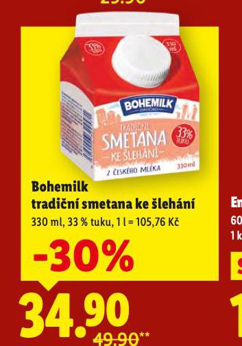 BOHEMILK TRADIČNÍ SMETANA KE ŠLEHÁNÍ