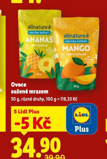 OVOCE SUŠENÉ MRAZEM