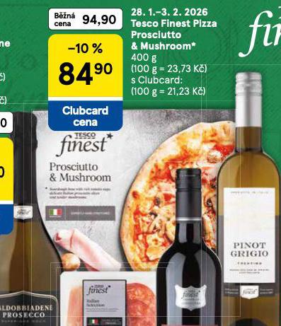 TESCO FINEST PIZZA PROSCIUTTO & MUSHROOM