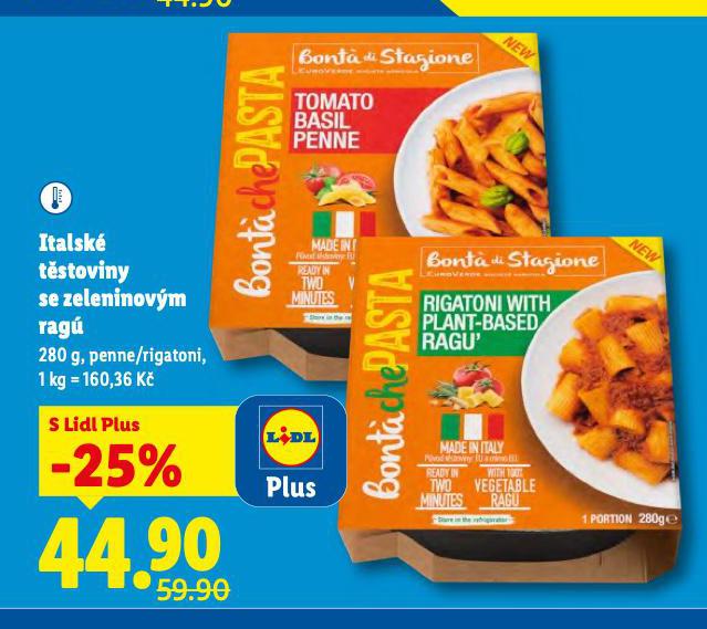 ITALSKÉ TĚSTOVINY SE ZELENINOVÝM RAGÚ