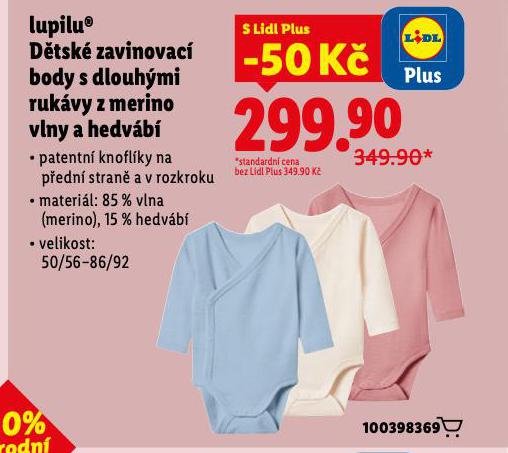 D�TSK� ZAVINOVAC� BODY S DLOUH�MI RUK�VY Z MERINO VLNY A HEDV�B�