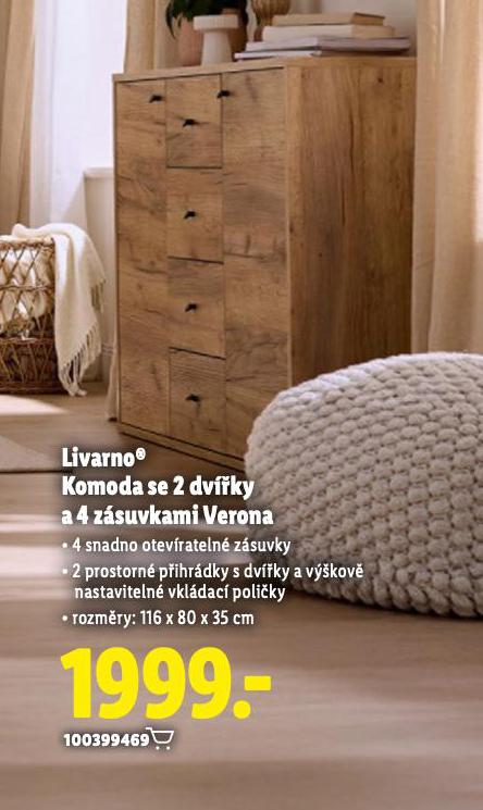 KOMODA SE 2 DVÍŘKY A 4 ZÁSUVKAMI