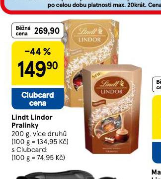 LINDT LINDOR PRALINKY