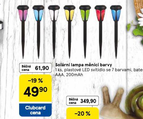 SOL�RN� LAMPA M�N�C� BARVY