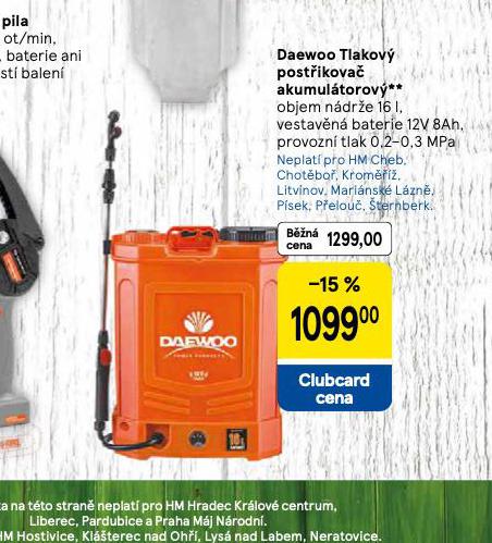 DAEWOO TLAKOV� POST�IKOVA� AKUMUL�TOROV�