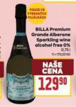 BILLA PREMIUM GRANDE ALBERONE SPARKLING WINE ALCOHOL FREE 0%