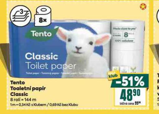 TENTO TOALETN� PAP�R CLASSIC