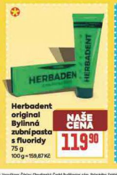 HERBAXDENT ORIGINAL BYLINN� ZUBN� PASTA S FLUORIDEM