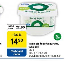 MILKO BIO �ECK� JOGURT 0% TUKU B�L�