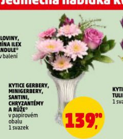 KYTICE GERBERY, MINIGERBERY, SANTINI, CHRYZANTÉMY A RŮŽE