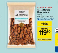 TESCO MANDLE J�DRA NATURAL