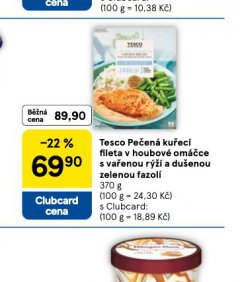 TESCO PLN�N� KU�EC� FILETA V HOUBOV� OM��CE S VA�ENOU Rݎ� A DU�ENOU ZELENOU FAZOL�