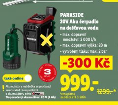 PARKSIDE AKU �ERPADLO NA DE��OVOU VODU