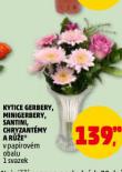 KYTICE GERBERY, MINIGERBERY, SANTINI, CHRYZANTÉMY A RŮŽE