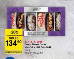 TESCO FINEST DATLE V HOŘKÉ A BÍLÉ ČOKOLÁDĚ