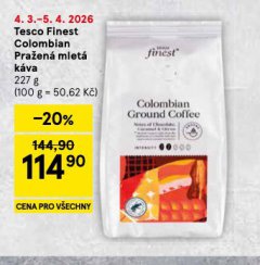 TESCO FINEST COLOMBIAN PRAŽENÁ MLETÁ KÁVA