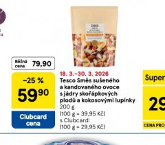 TESCO SM�S SU�EN�HO A KANDOVAN�HO OVOCE S J�DRY SKO��PKOV�CH PLOD� A KOKOSOV�MI LUP�NKY