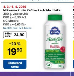 MLÉKÁRNA KUNÍN KEFÍROVÁ A ACIDO MLÉKA