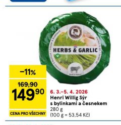 HENRI WILLING SÝR S BYLINKAMI A ČESNEKEM