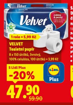 VELVET TOALETN� PAP�R