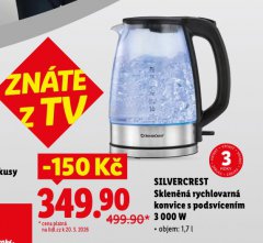 SKLENĚNÁ RYCHLOVARNÁ KONVICE S PODSVÍCENÍM 3000 W