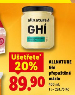 ALLNATURE GHÍ PŘEPUŠTĚNÉ MÁSLO