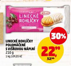 LINECKÉ ROHLÍČKY POLOMÁČENÉ S VIŠŇOVOU NÁPLNÍ