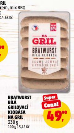BRATWURST B�L� GRILOVAC� KLOB�SA NA GRIL