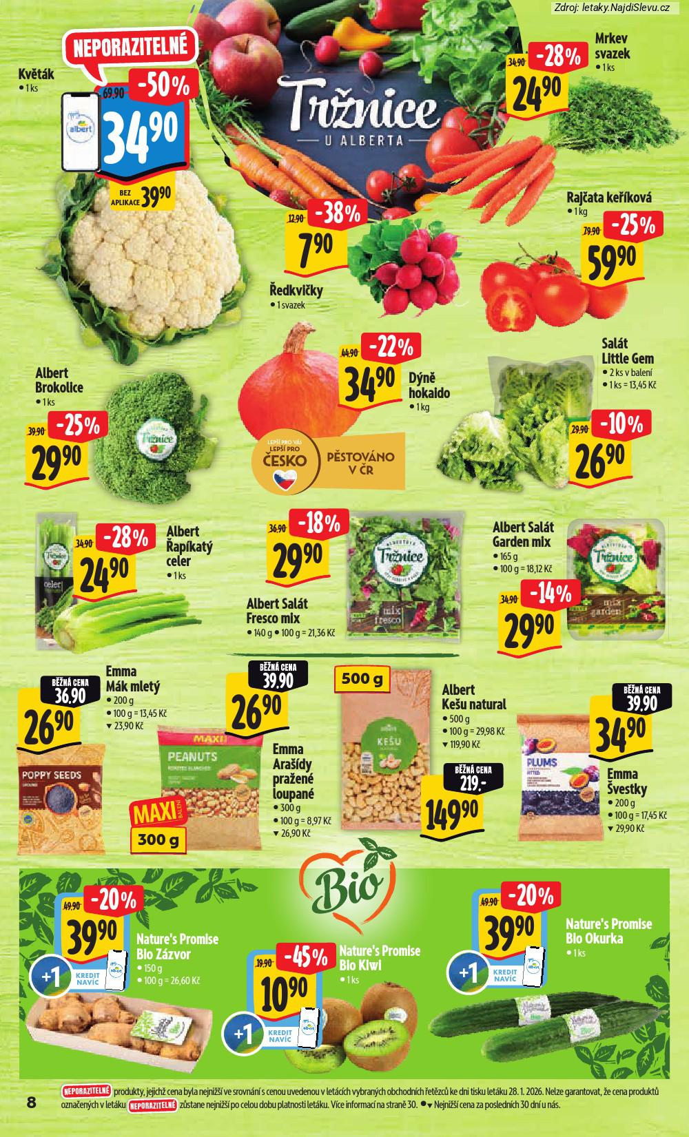Let�k Albert hypermarket  (4. 2. - 10. 2. 2026) - str. 16: Kv�t�k 1, Mrkev svazek, Raj�ata ke��kov�, �edkvi�ky 1