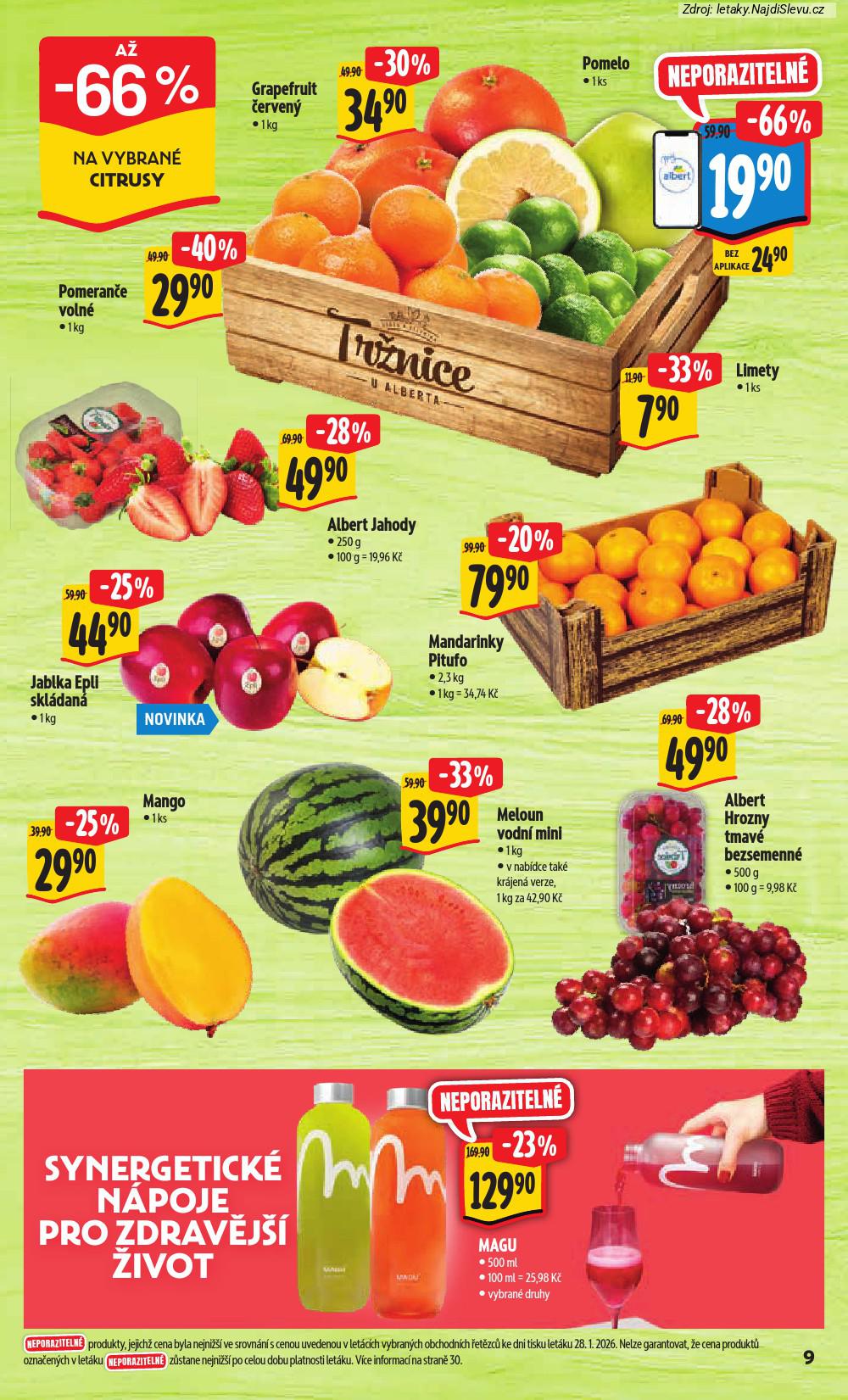 Let�k Albert hypermarket  (4. 2. - 10. 2. 2026) - str. 17: Grapefruit �erven�, Pomelo 1, Limety 1, Pomeran�e voln�