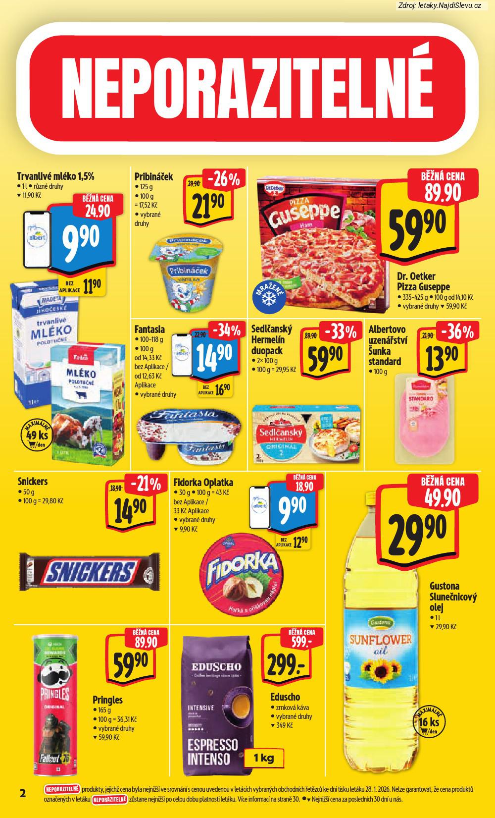 Let�k Albert hypermarket  (4. 2. - 10. 2. 2026) - str. 6: Gustona Slune�nicov�, Eduscho zrnkov�, Pringles 165, Fidorka Oplatka