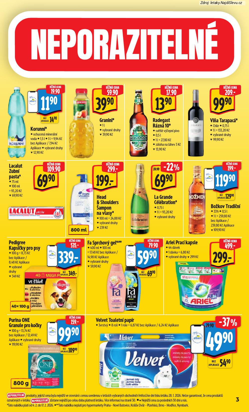 Let�k Albert hypermarket  (4. 2. - 10. 2. 2026) - str. 7: Ariel Prac�, Fa Sprchov�, Pedigree Kapsi�ky, La Grande