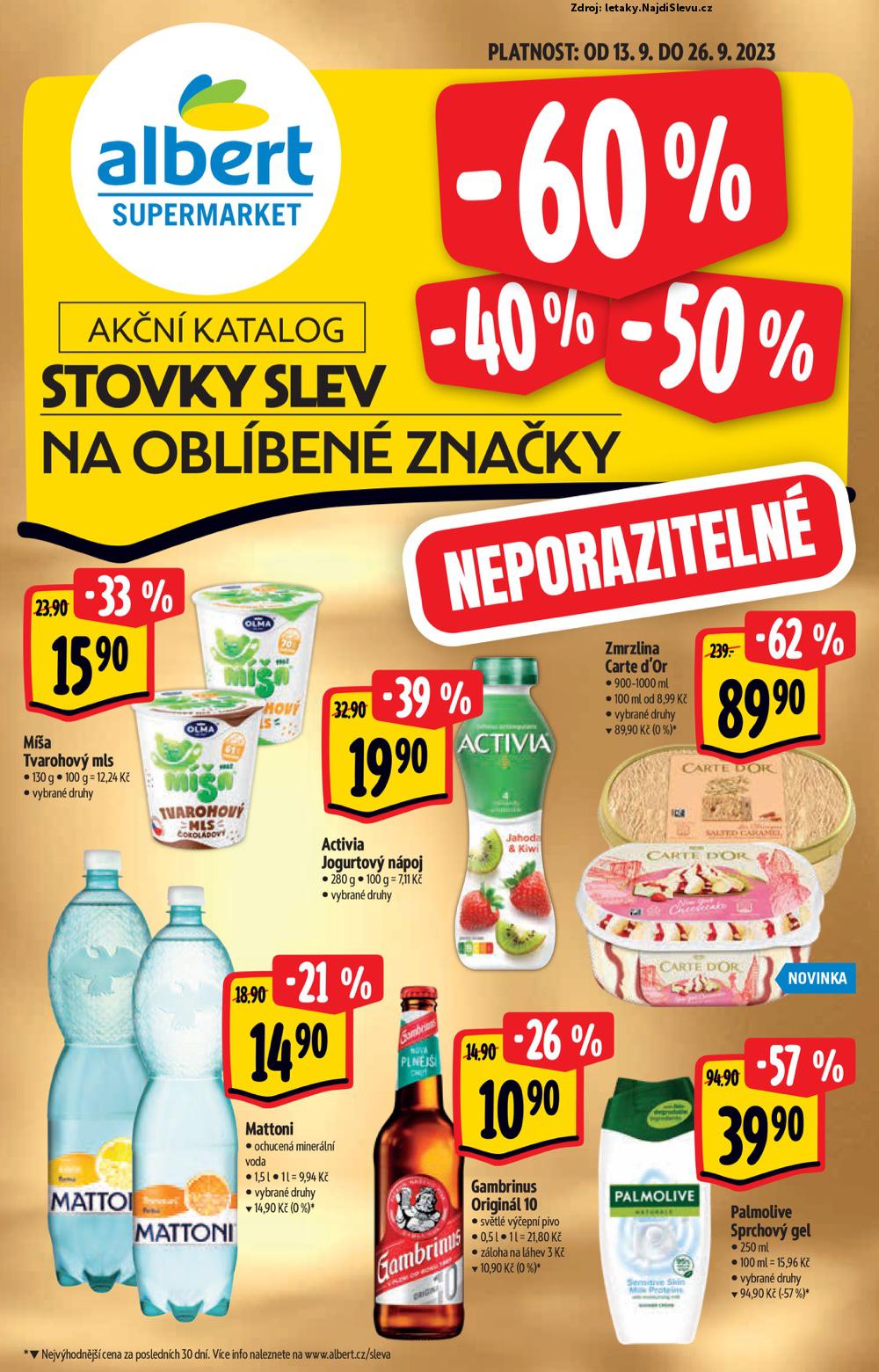 Strana 1 - leták Albert supermarket (13. 9. - 26. 9. 2023)