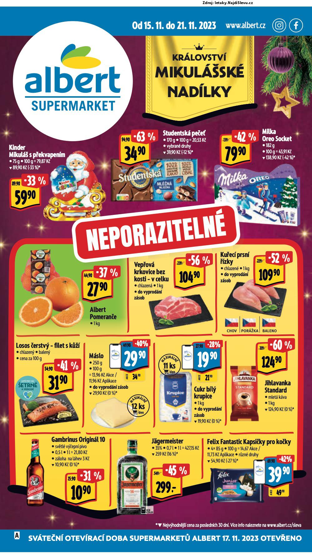 Strana 1 - leták Albert supermarket (15. 11. - 21. 11. 2023)