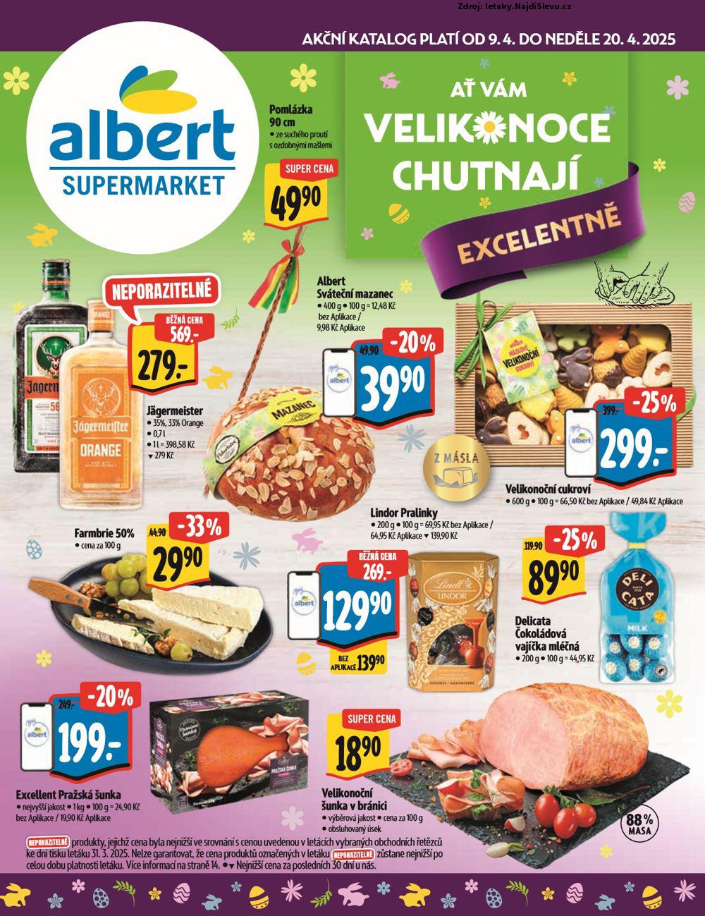 Strana 1 - leták Albert supermarket (9. 4. - 20. 4. 2025)