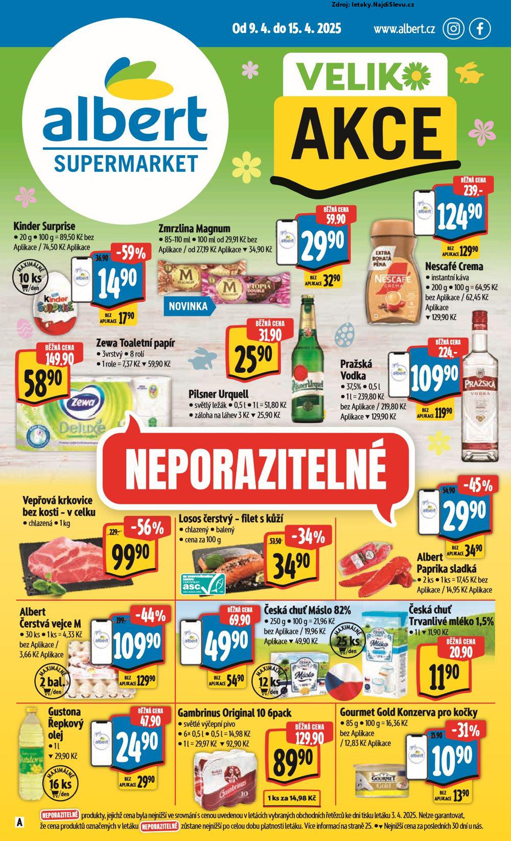 Strana 1 - leták Albert supermarket (9. 4. - 15. 4. 2025)