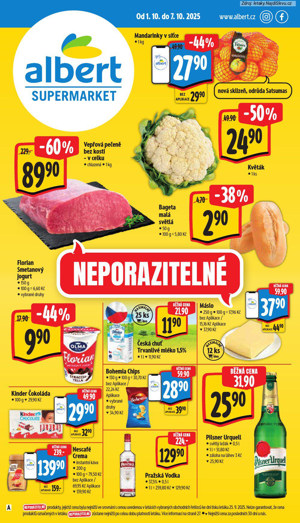 Strana 1 - leták Albert supermarket (1. 10. - 7. 10. 2025)
