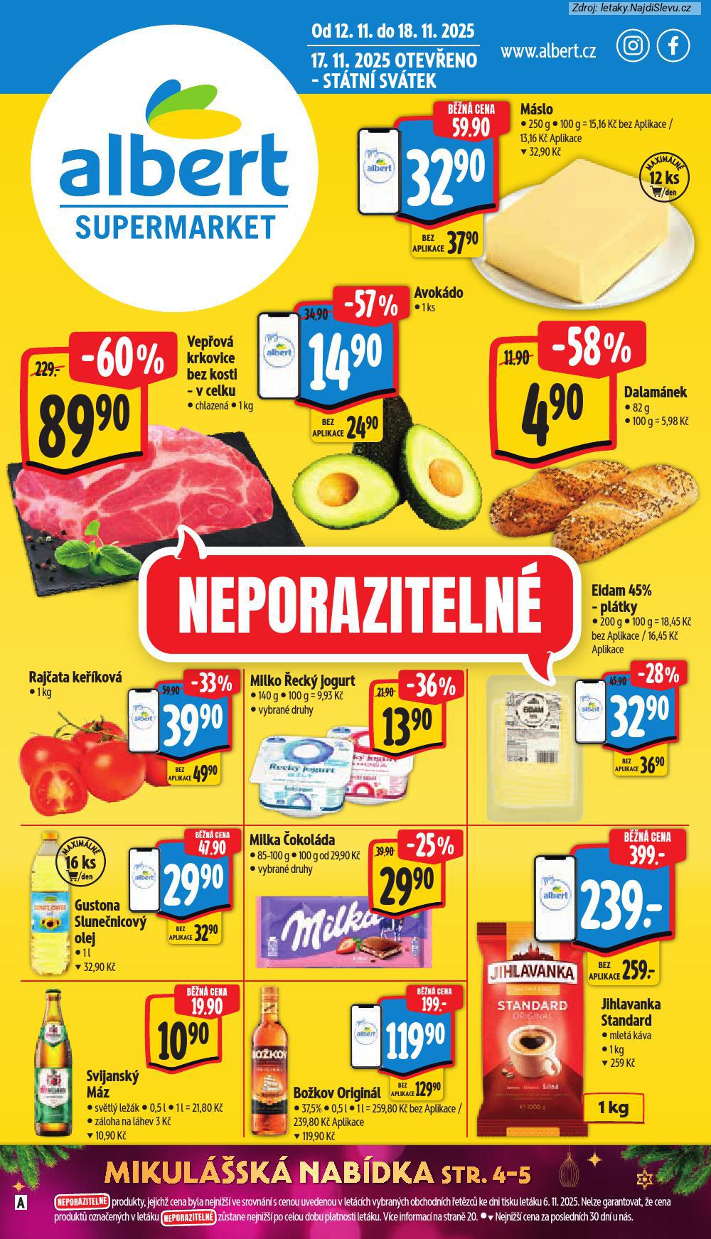Strana 1 - let�k Albert supermarket (12. 11. - 18. 11. 2025)