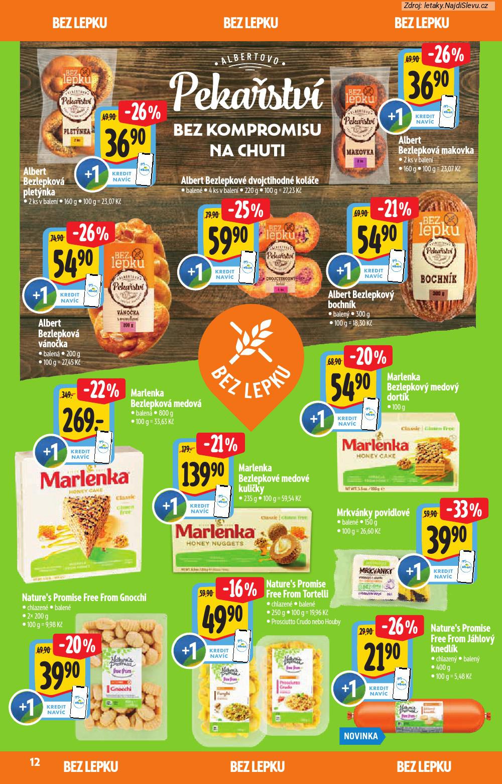 Let�k Albert supermarket  Katalog BIO (14. 1. - 10. 2. 2026) - str. 12: Albert Bezlepkov�, Albert Bezlepkov�, Albert Bezlepkov�, Marlenka Bezlepkov�