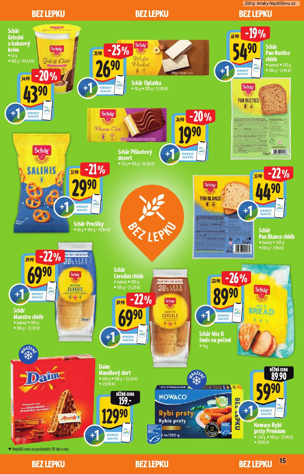 Let�k Albert supermarket  Katalog BIO (14. 1. - 10. 2. 2026) - str. 15: Sch�r Pan, Sch�r Grissini, Sch�r Pi�kotov�, Sch�r Precl�ky