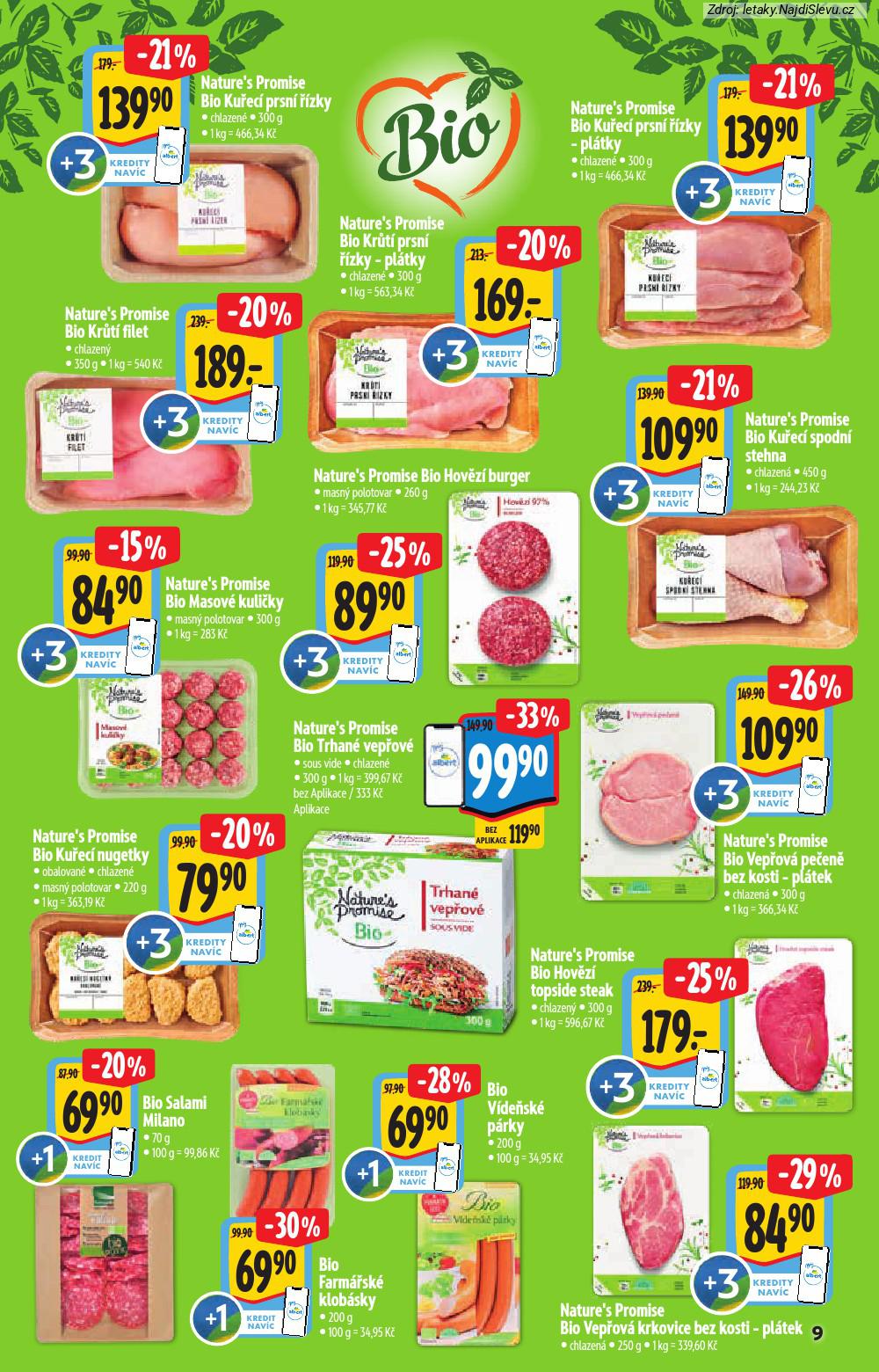 Let�k Albert supermarket  Katalog BIO (14. 1. - 10. 2. 2026) - str. 9: Nature's Promise, Bio V�de�sk�, Bio Farm��sk�, Bio Salami