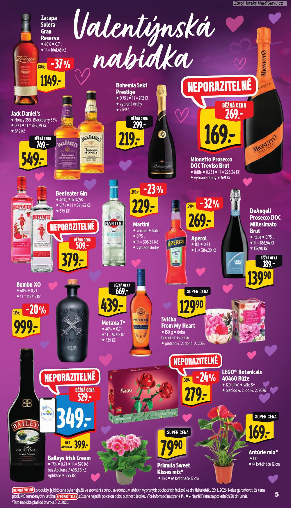 Let�k Albert supermarket  (4. 2. - 10. 2. 2026) - str. 11: ZACAPA SOLERA, JACK DANIEL'S, BOHEMIA SEKT, MIONETTO PROSECCO