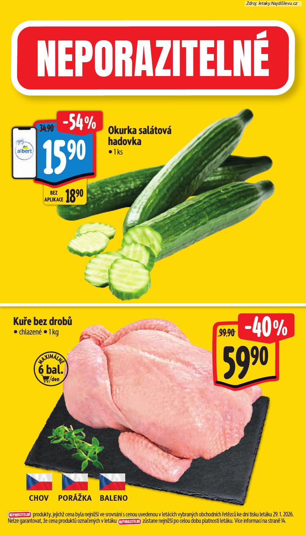 Let�k Albert supermarket  (4. 2. - 10. 2. 2026) - str. 2: OKURKA SAL�TOV�, KU�E BEZ