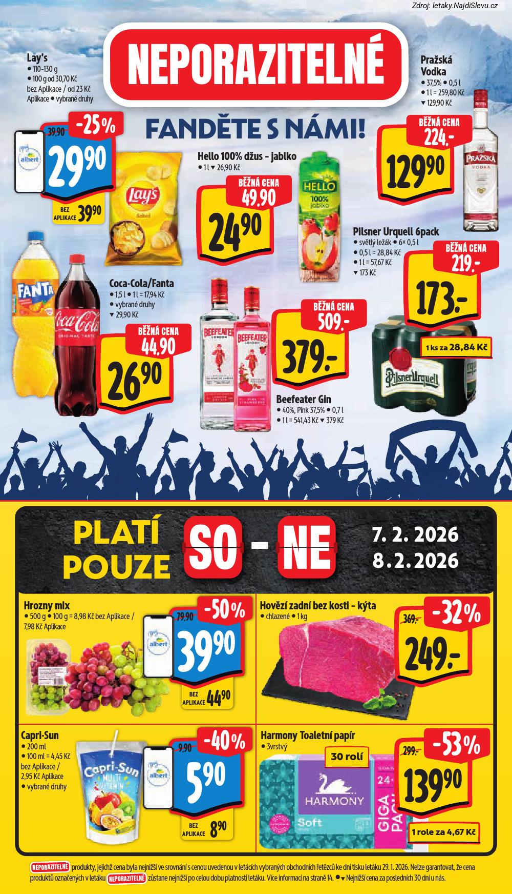 Let�k Albert supermarket  (4. 2. - 10. 2. 2026) - str. 8: LAY'S CHIPSY, HELLO D�US, PRA�SK� VODKA, BEEFEATER GIN