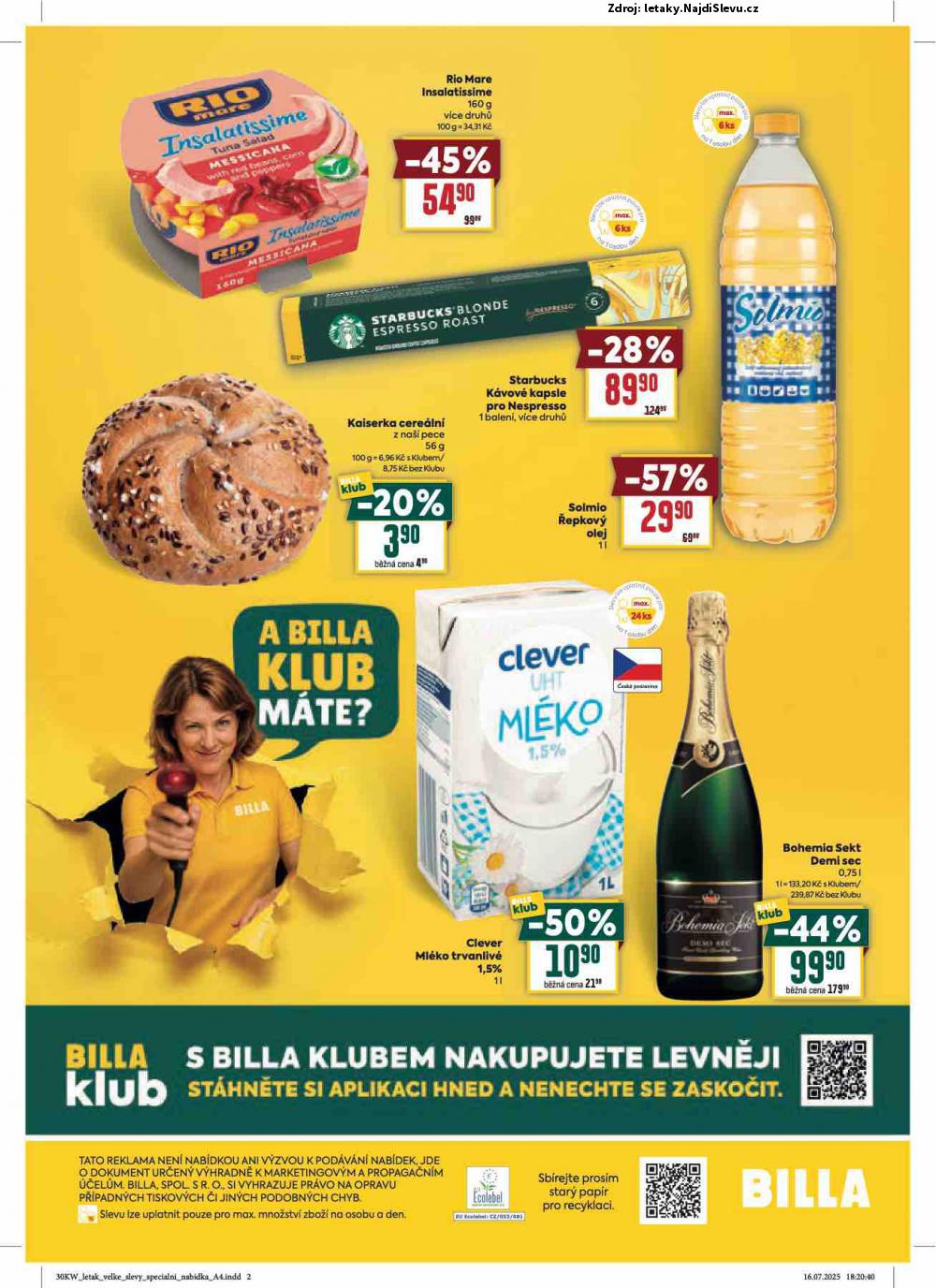 Strana 2 - letk BILLA (23. 7. - 5. 8. 2025)