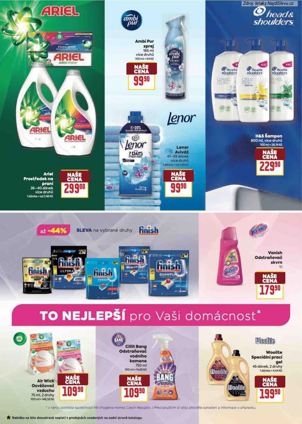 Let�k BILLA  Katalog: Va�e obl�ben� zna�ky (4. 2. - 24. 2. 2026) - str. 20: Vanish Odstra�ova�, Woolite Speci�ln�, Cillit Bang, Air Wick