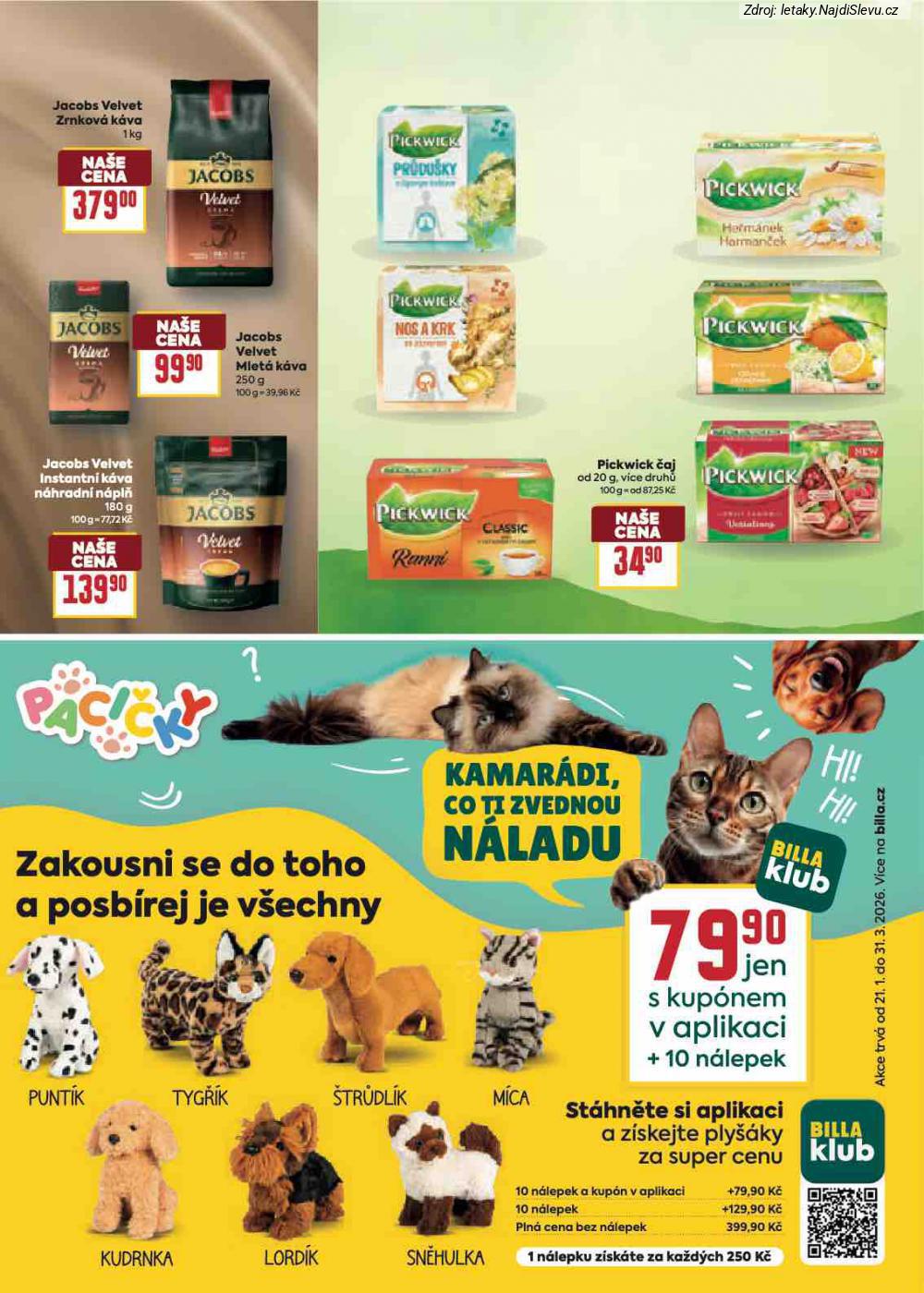 Let�k BILLA  Katalog: Va�e obl�ben� zna�ky (4. 2. - 24. 2. 2026) - str. 24: Pickwick �aj, Jacobs Velvet
