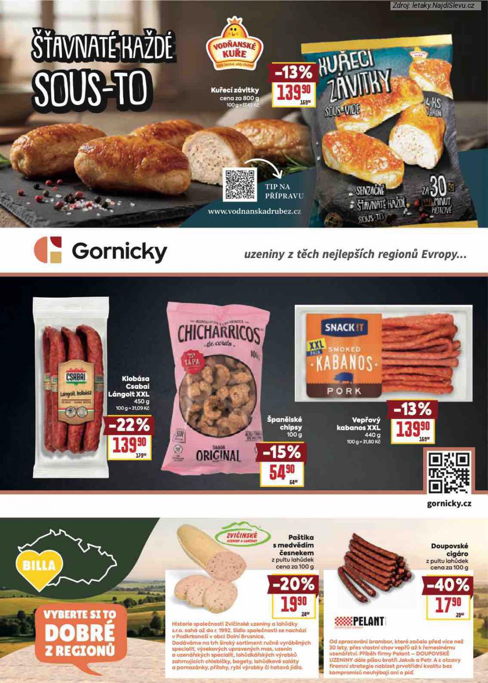 Let�k BILLA  Katalog: Va�e obl�ben� zna�ky (4. 2. - 24. 2. 2026) - str. 5: Doupovsk� cig�ro, Pa�tika s, �pan�lsk� chipsy, Vep�ov� kabanos