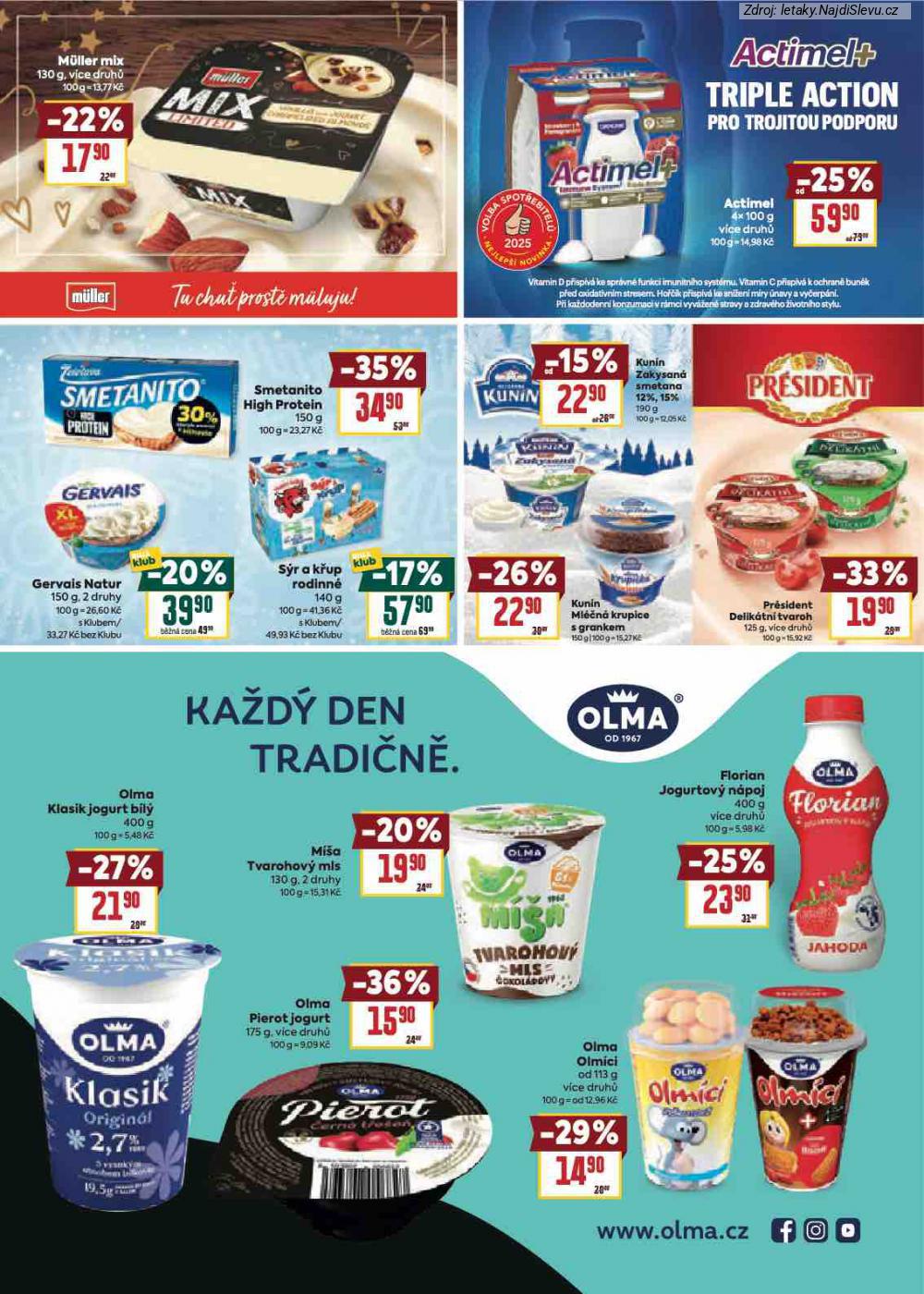 Let�k BILLA  Katalog: Va�e obl�ben� zna�ky (4. 2. - 24. 2. 2026) - str. 6: Florian Jogurtov�, Olma Pierot, Olma Olm�ci, M�a Tvarohov�